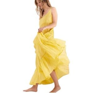NWT Free People Midnight Dance Maxi Dress in Canary Yellow